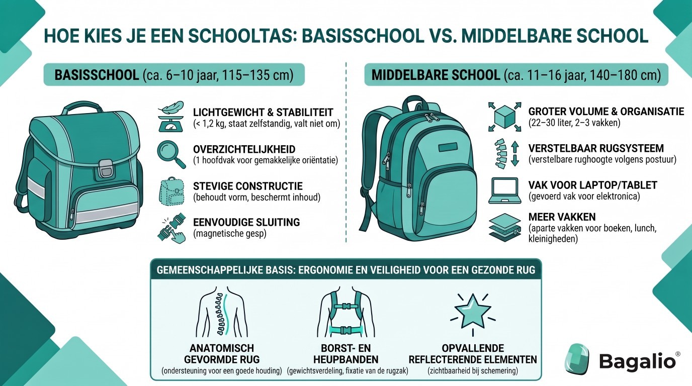Infographic: Vergelijking van schooltassen voor het basisonderwij